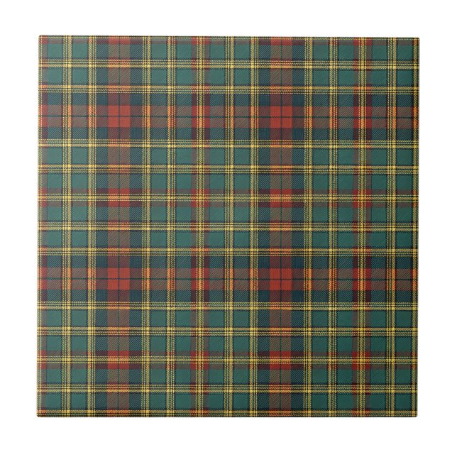 Classic Red & Green Scottish Tartan Plaid Pattern Tile (Front)