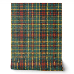 Classic Red & Green Scottish Tartan Plaid Pattern Wallpaper