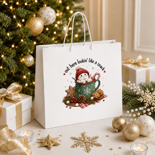 Classic Red Green Vintage Christmas Snowflake Bag
