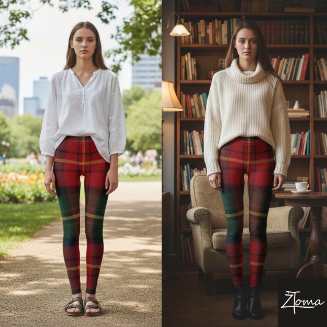 Classic Red Green Yellow Tartan Plaid Leggings (Creator Uploaded)