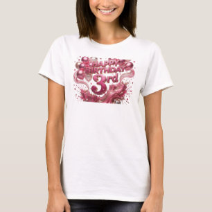 Classic Red HAPPY BIRTHDAY 3RD 3D Text Art T-Shirt