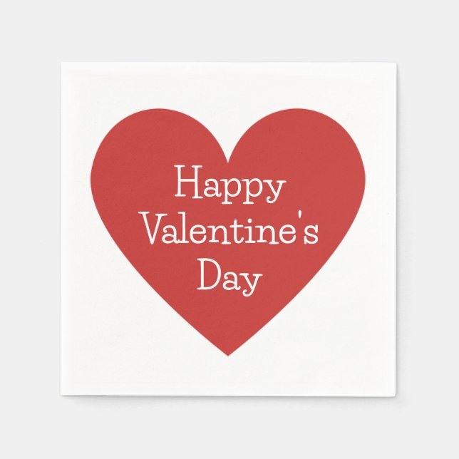 Classic Red Heart Valentine Message  Napkin (Front)