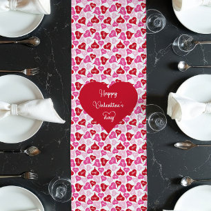 Classic Red Hearts Table Runner Love Gift