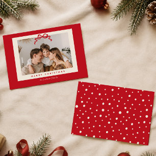 Classic Red Ivory Christmas Photo Holiday Card