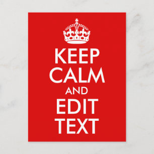 Classic Red Keep Calm and Edit Text Postcard