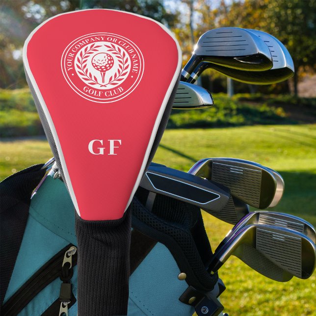 Classic Red Laurel Wreath Custom Name Monogram Golf Head Cover (Creator Uploaded)