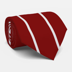 Classic Red Maroon White Striped Neck Tie