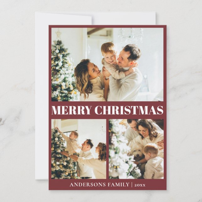 Classic Red Minimal Merry Christmas Holiday Card (Front)