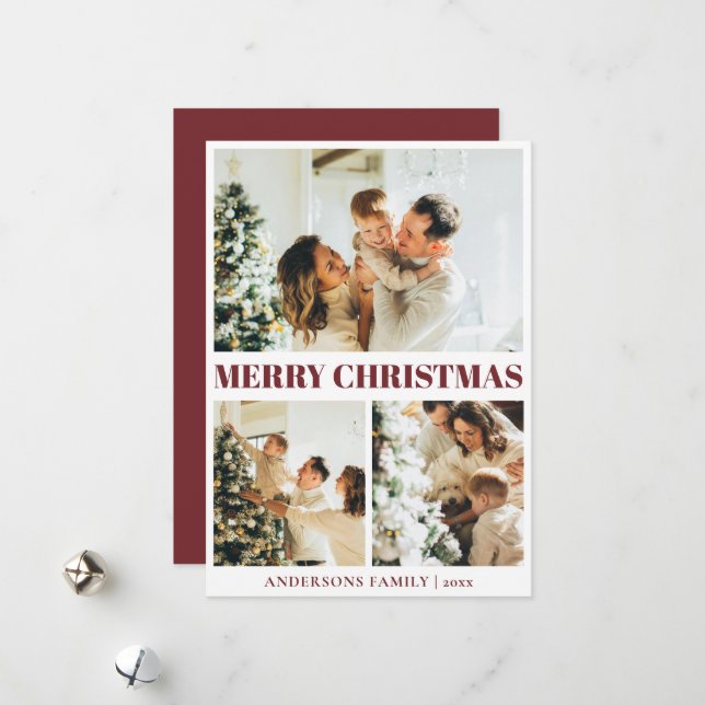 Classic Red Minimal Merry Christmas Holiday Card (Front/Back In Situ)