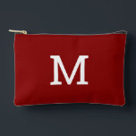 Classic Red Monogram Initial Accessory Makeup Bag<br><div class="desc">This zippered accessory pouch features a one customisable initial letter in a classic font. This rectangular pouch can be used as a makeup bag, travel storage pouch, knitting notion bag, crochet tool bag, sewing supplies pouch, or craft supplies bag. It’s the perfect way to keep cosmetics, small accessories, or craft...</div>