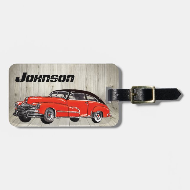 Classic Red Muscle Car - Unique Automotive Luggage Tag (Front Horizontal)