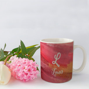 Classic red name monogram coffee mug