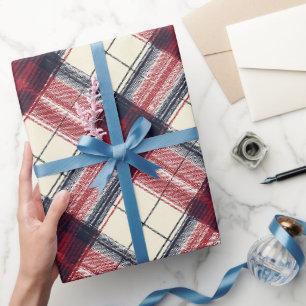 Classic Red Navy Heritage Tartan Plaid Pattern Wrapping Paper