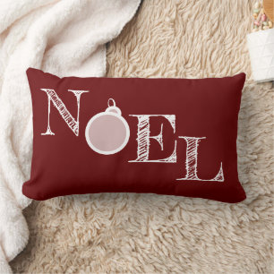 Classic Red Noel Rustic Holiday Lumbar Cushion