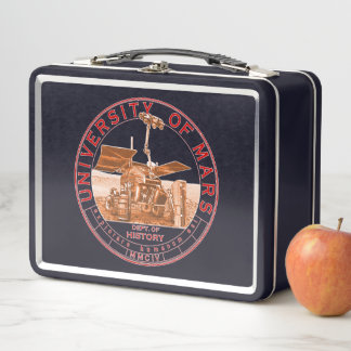 Classic Red Orange Logo Mars University Metal Lunch Box