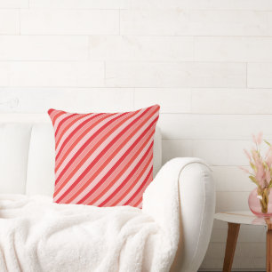 Classic Red Orange Pajama Stripes Pattern Cushion