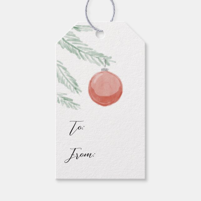 Classic Red Ornament Gift Tag (Front)
