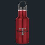 Classic Red Personalised Black Monogram Name  532 Ml Water Bottle<br><div class="desc">Classic Stylish Monogrammed Name,  Initial or your own text,  Red Personalised Stainless Steel Water Bottle.  This template makes it easy for you to customise your own text and colour.</div>