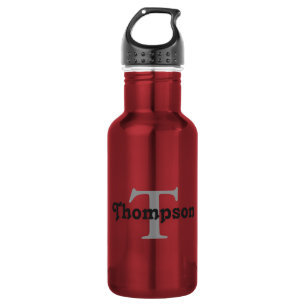 Classic Red Personalised Black Monogram Name  532 Ml Water Bottle