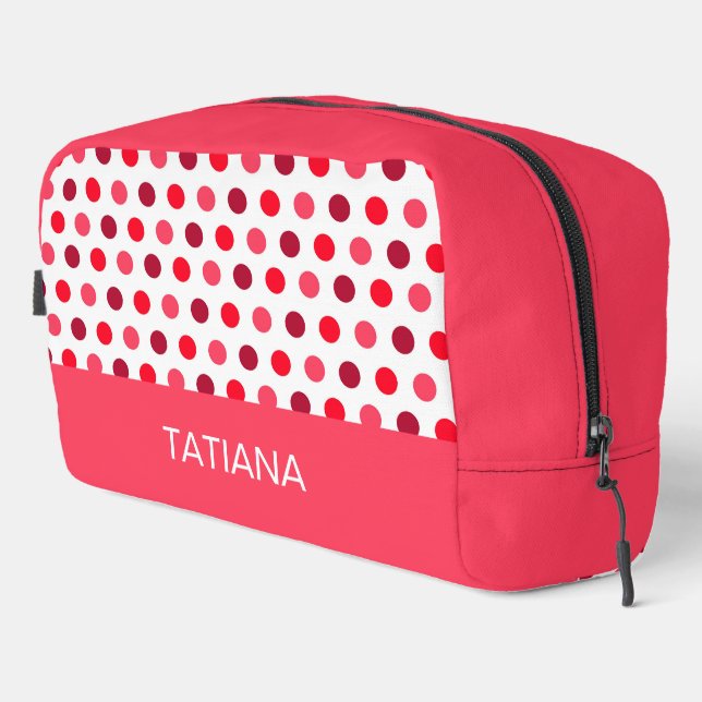 Classic Red Pink Polka Dots Pattern Dopp Kit (Right Corner)