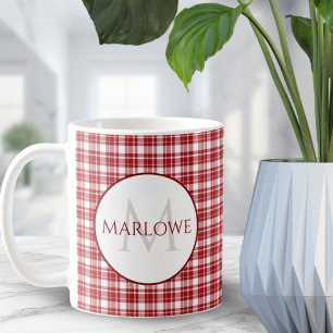 Classic Red ☕️ Plaid Checks Vintage Coffee Mug