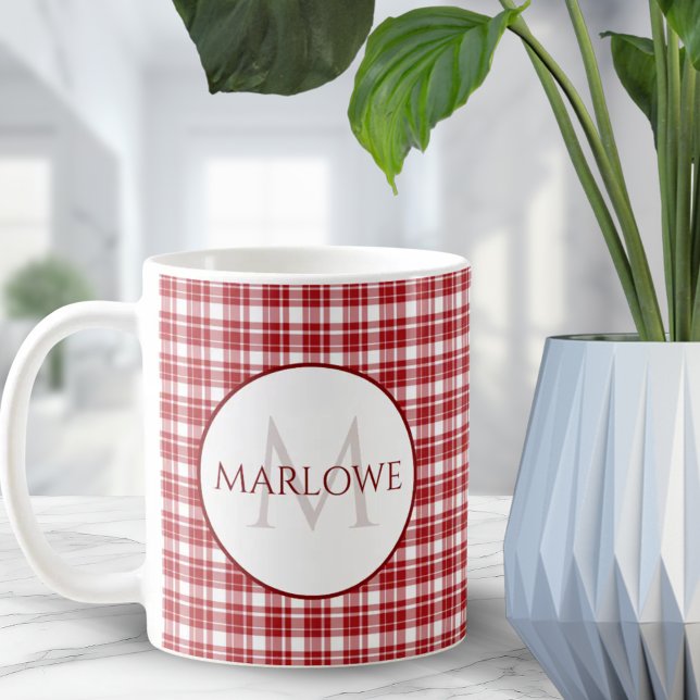 Classic Red ☕️ Plaid Checks Vintage Coffee Mug (Classic Red ☕️ Plaid Checks Vintage Coffee Coffee Mug)