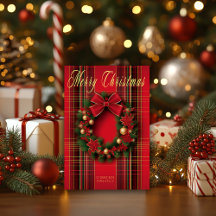 Classic Red Plaid Christmas Wreath Folded