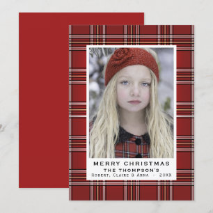 Classic Red Plaid   Holiday Photo Card