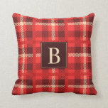 Classic Red Plaid with Any Monogram Cushion<br><div class="desc">For that comfortable rustic look of warm red flannel,  this classic red plaid design is embellished with a matching monogram that you can edit with your own initial or other text. It makes a great decor choice for all ages.</div>