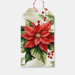 Classic Red Poinsettia Personalised Christmas Gift Tags