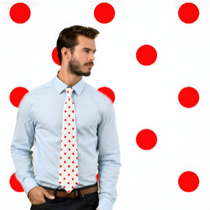 Classic Red Polka Dot Pattern on White Tie