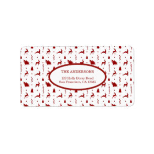 Classic Red Reindeer Christmas Label