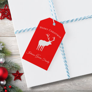 Classic Red Reindeer Elegant Christmas  Gift Tags