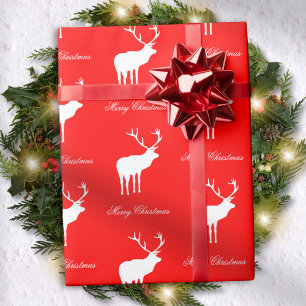 Classic Red Reindeer Elegant Christmas  Wrapping Paper