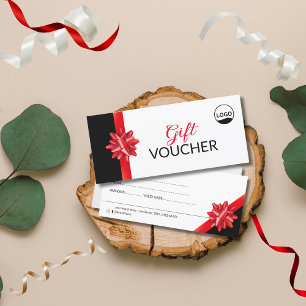 Classic Red Ribbon Gift Voucher With Logo Rack Card