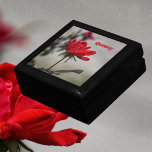 Classic Red Rose Beautiful Wooden Keepsake Gift Box<br><div class="desc">A beautiful classic red rose against a dreamy grey background on a photographic wooden keepsake gift box..  Personalise this beautiful and unique wooden keepsake box with her Name for a gift box to be tresured.

This image is original botanical photography by JLW_PHOTOGRAPHY.</div>