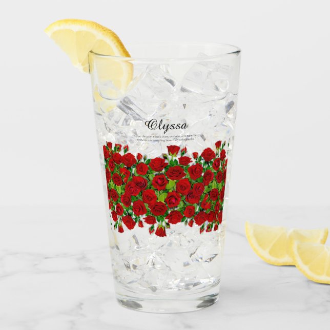 Classic Red Rose Garden Romantic Custom Name  Glass (Front Ice)