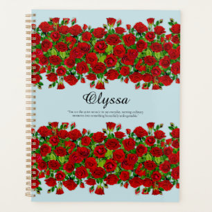 Classic Red Rose Garden Romantic Custom Name Planner