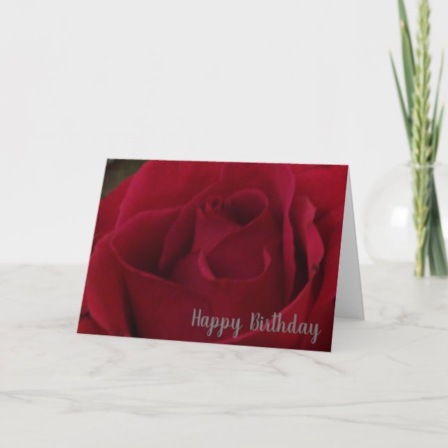Classic Red Rose Happy Birthday Greeting Card (Front)