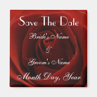Classic Red Rose Save the Date Wedding Magnet