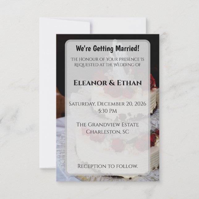 Classic Red Rose Wedding Cake Topper Elegant  Invitation (Front)