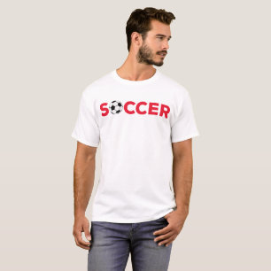 Classic Red Soccer Typography Bold Sports Fan Grap T-Shirt