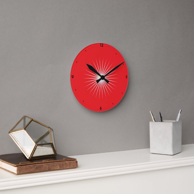 Classic  Red Statement Round Acrylic Wall Clock (Office)