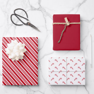 Classic Red Stripe Candy Cane Holiday Wrapping Pap Wrapping Paper Sheet