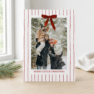 Classic Red Stripe Merry Little Christmas Family P Holiday Card