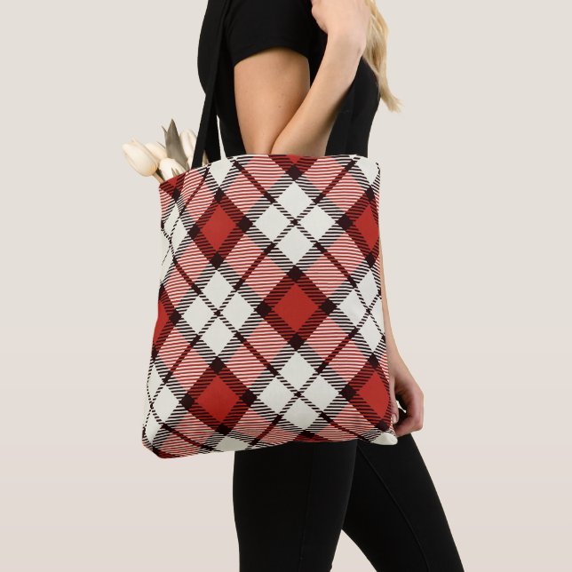 Classic Red Tartan Check Tote Bag (Close Up)