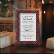 Classic Red Tartan Holiday Wax Melts Label
