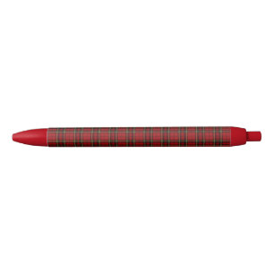 Classic Red Tartan Plaid Black Ink Pen