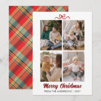 Classic Red Tartan Plaid Hand Lettered Christmas