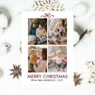 Classic Red Tartan Plaid Multi Photo Christmas Holiday Card